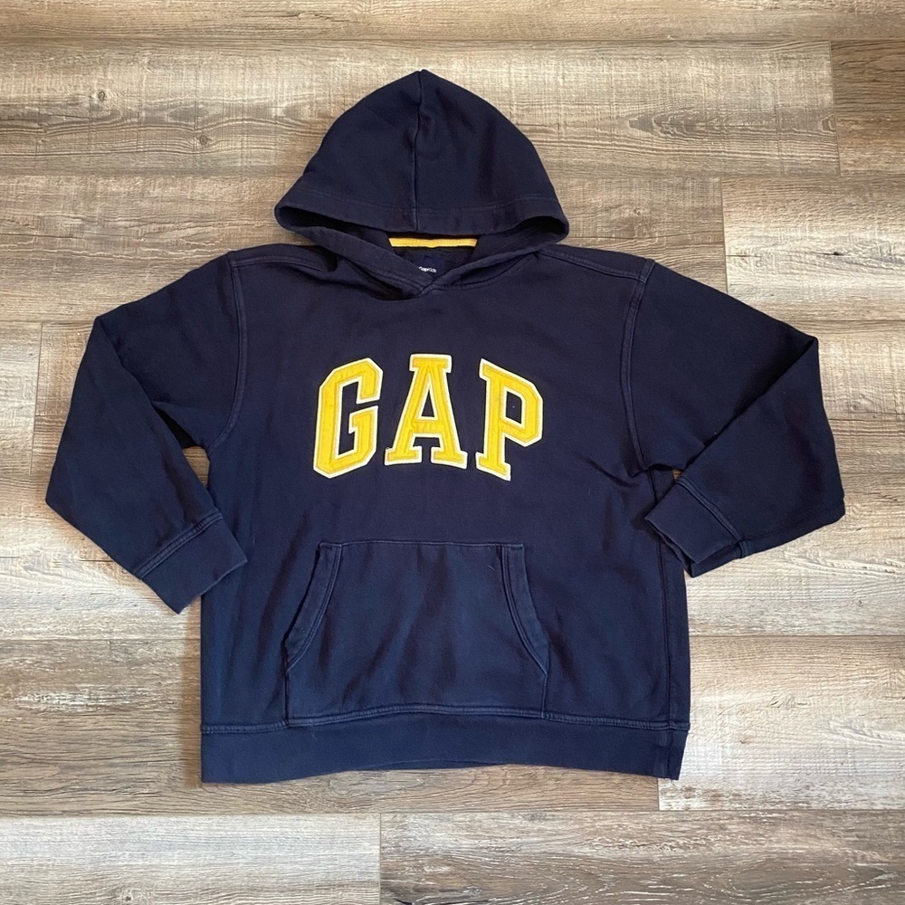 Gap 14/16 Blue Spell Out Pullover Hoodie Sweater